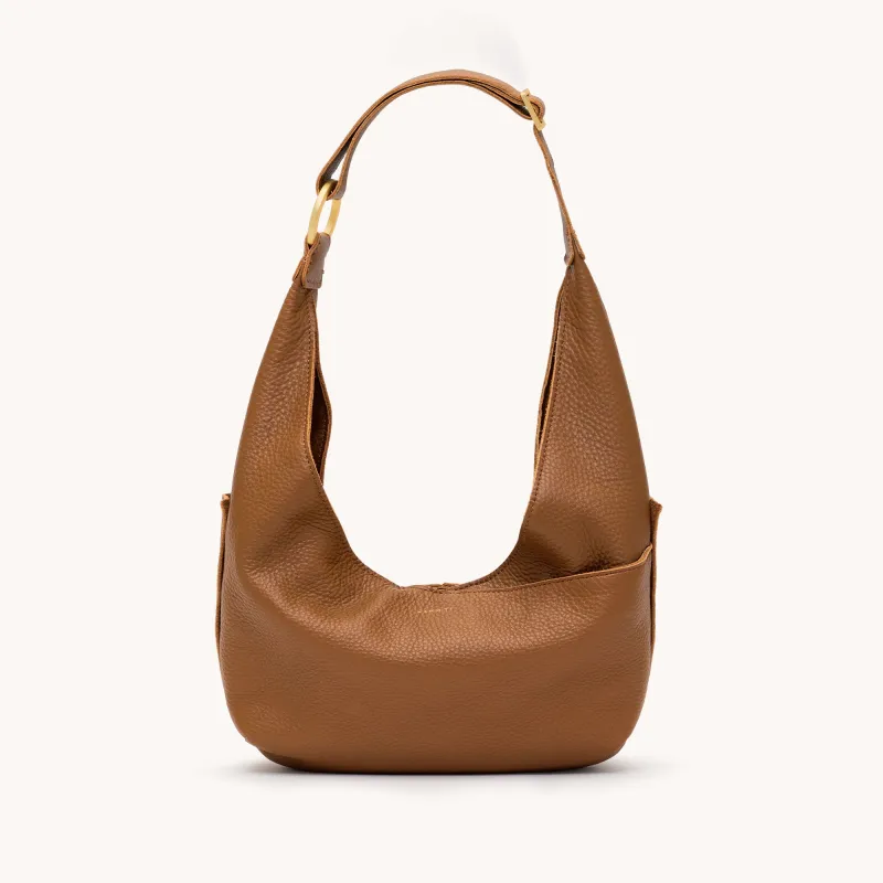 Tom Zip | Mahogany Pebble/Brushed Gold Red Zip | Med made by Hammitt