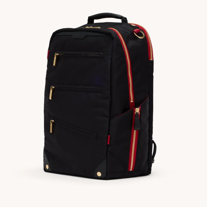 Eden Backpack | Black Nylon/Gold Red Zip sold by Hammitt