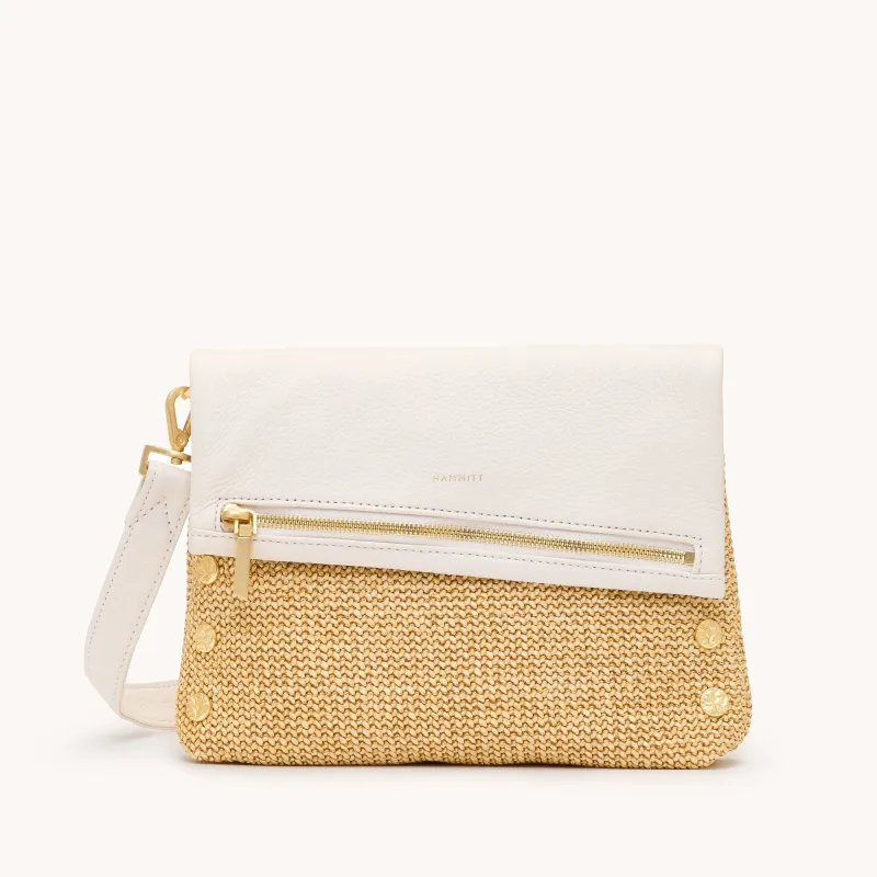 VIP | Calla Lily White Raffia/Brushed Gold Hammered | Med sold by Hammitt