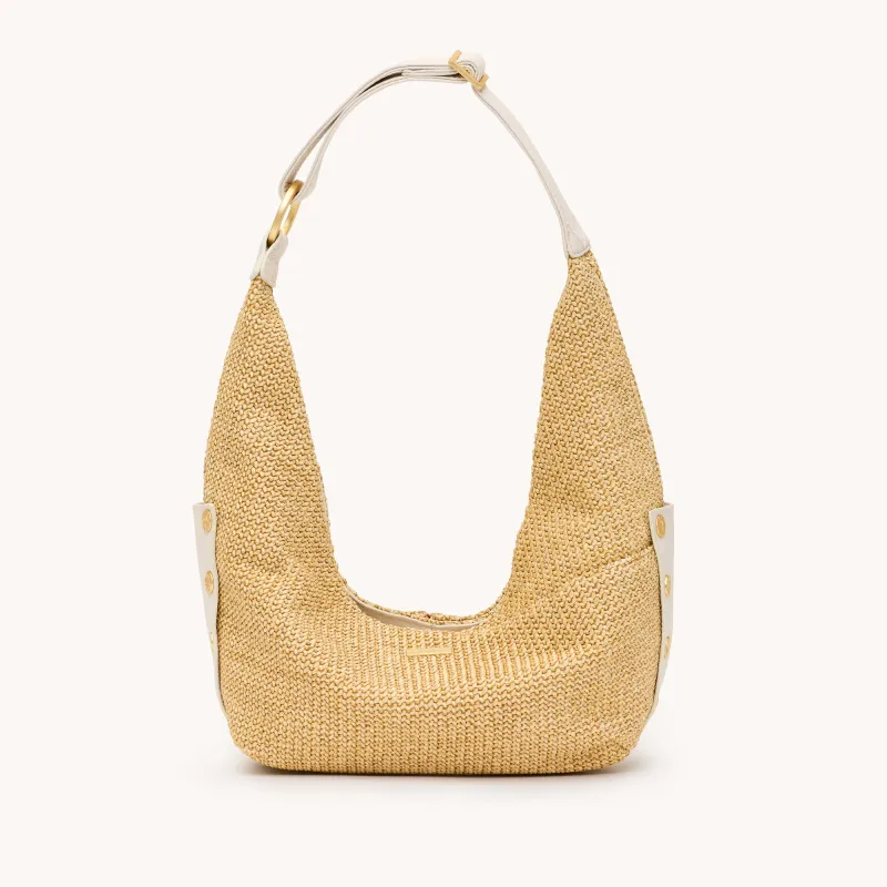 Tom Zip | Calla Lily White Raffia/Brushed Gold Hammered | Med made by Hammitt