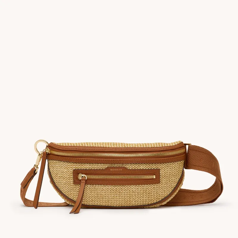 Charles Crossbody | Cocoa Raffia/Gold | Med sold by Hammitt