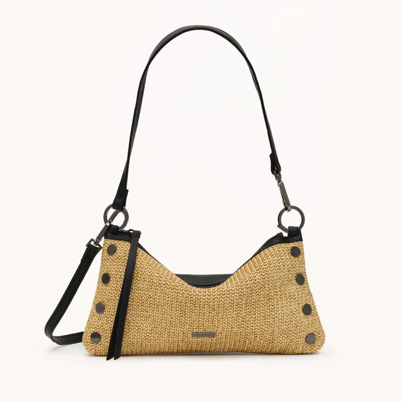 Kyle | Noir Smooth Raffia/Gunmetal | Sml made by Hammitt