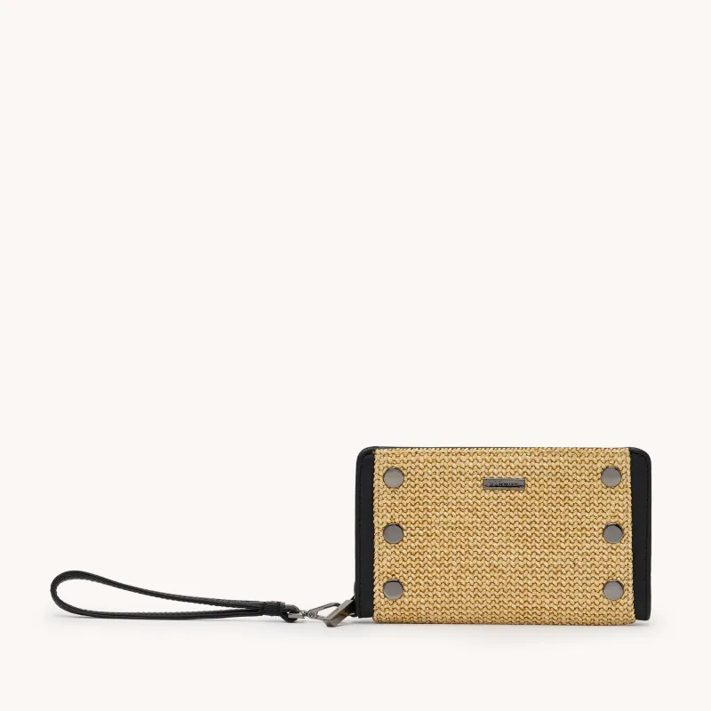 Bryant Wallet | Noir Smooth Raffia/Gunmetal made by Hammitt