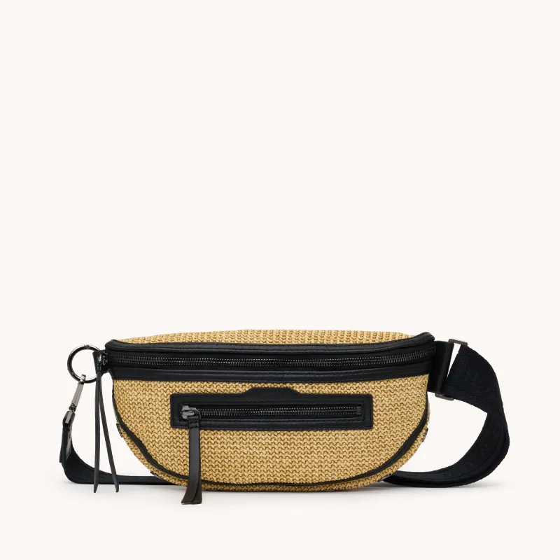 Charles Crossbody | Noir Smooth Raffia/Gunmetal | Med made by Hammitt