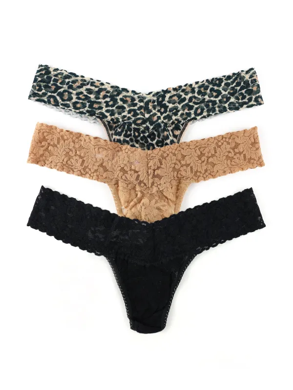 3 Pack Signature Lace® Low Rise Thongs Classic sold by Hanky Panky