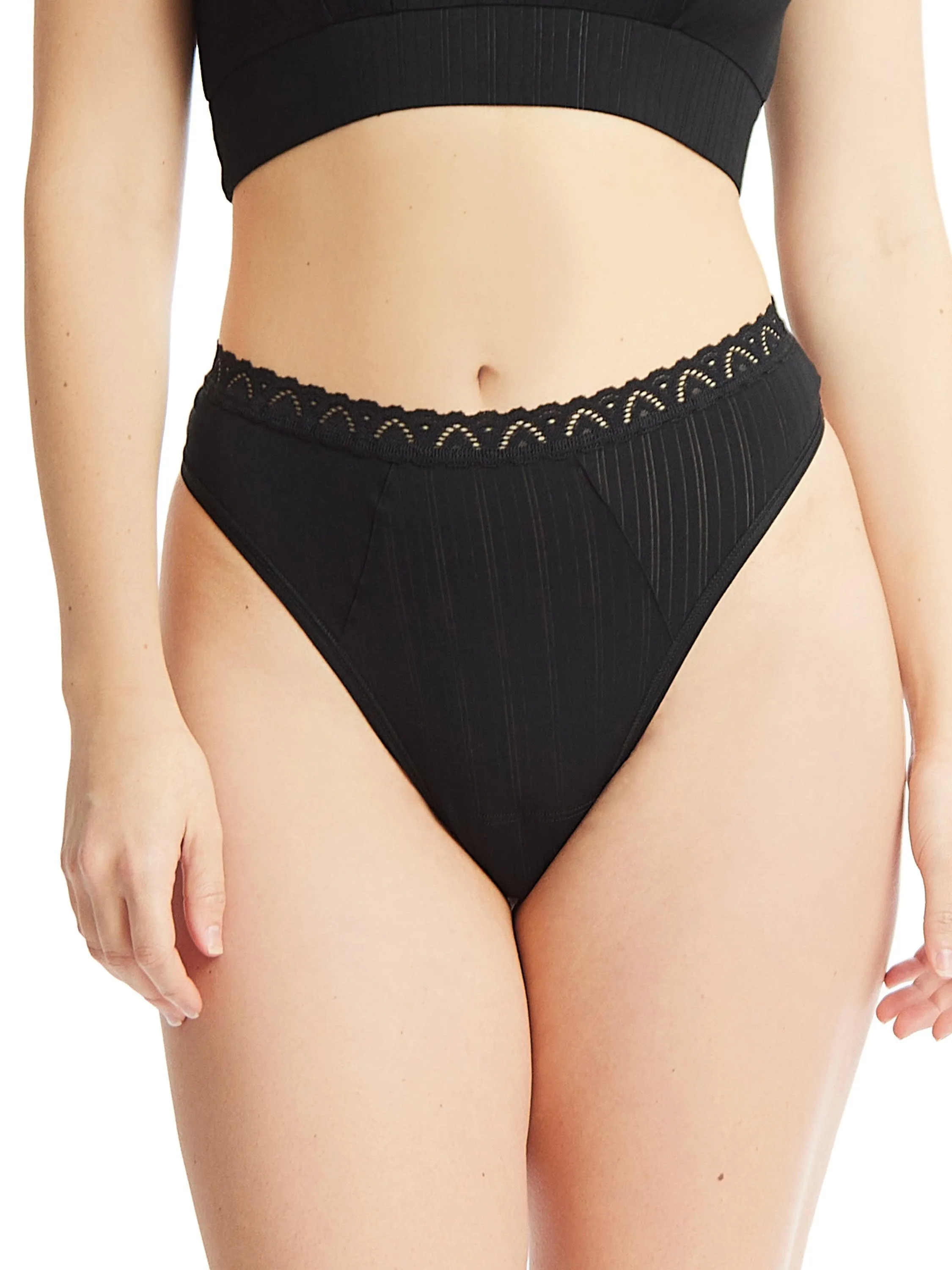 MellowLuxe™ High Cut Thong Black Sale sold by Hanky Panky