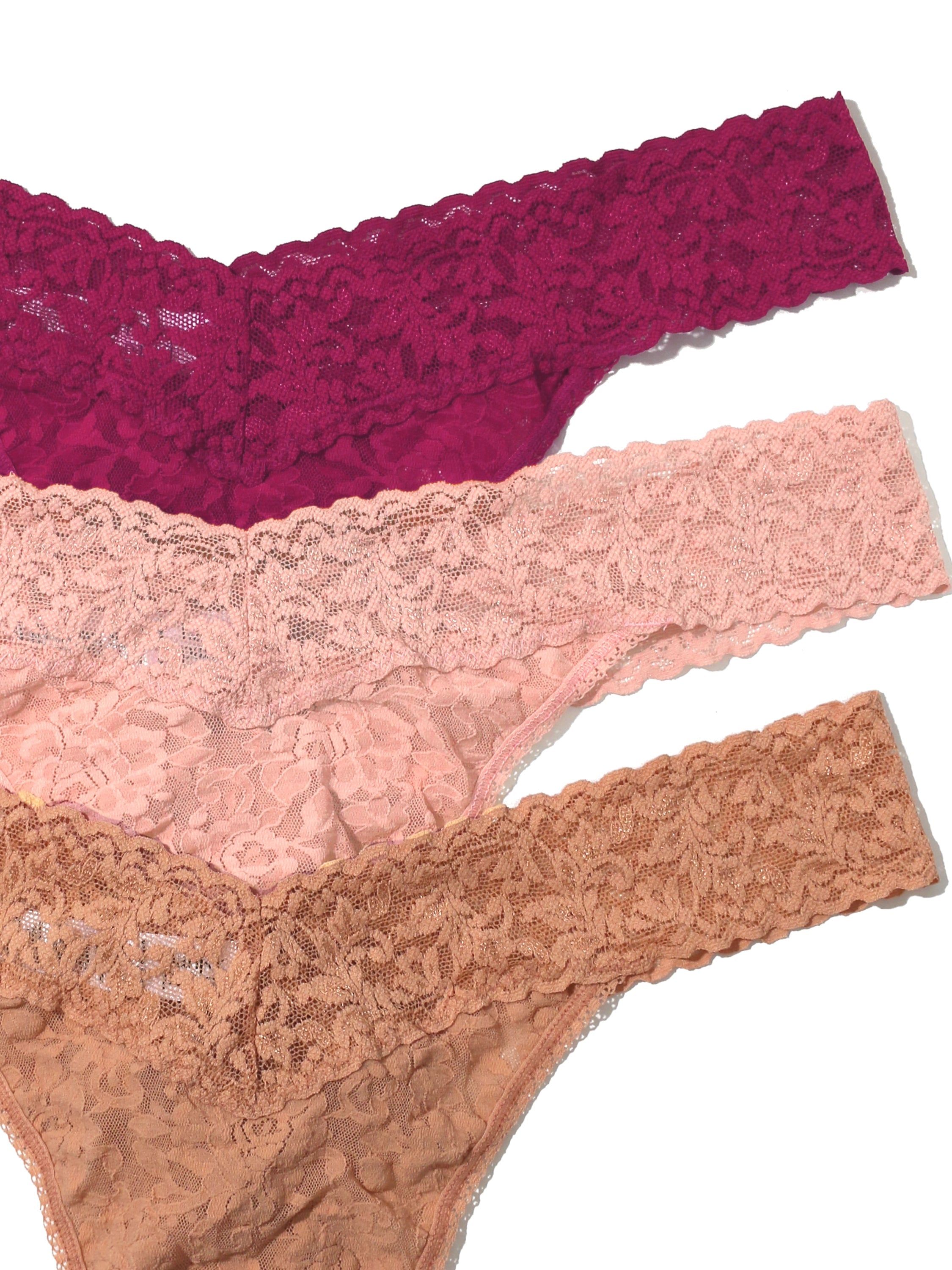 3 Pack Plus Size Signature Lace Original Rise Thongs in Printed Box sold by Hanky Panky product image thumbnail 2