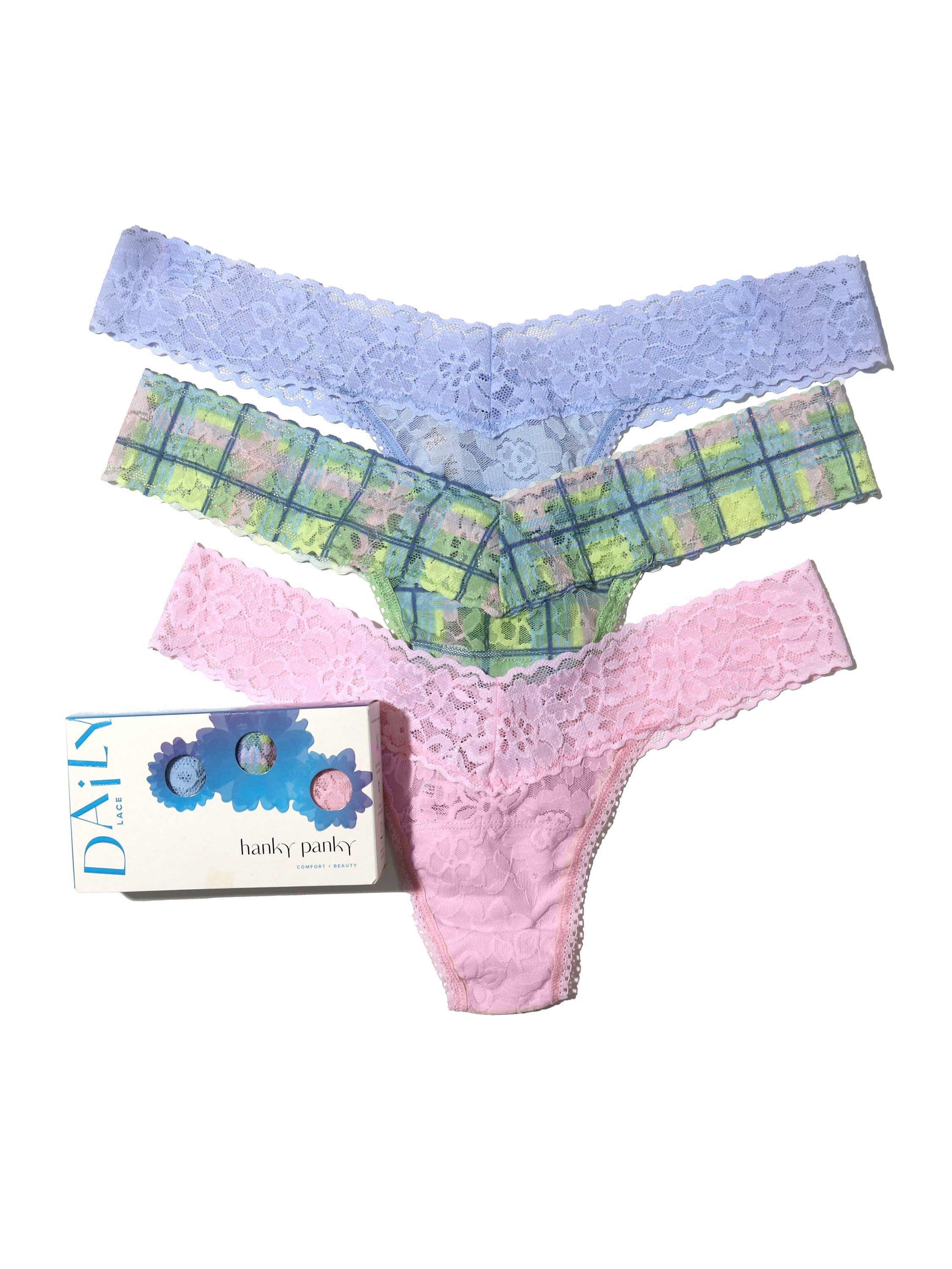 3 Pack Printed Daily Lace™ Original Rise Thong Exclusive Sale sold by Hanky Panky