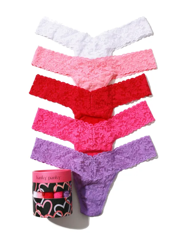 Holiday 5 Pack Signature Lace Low Rise Thongs Sale sold by Hanky Panky