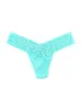 Petite Size Signature Lace Low Rise Thong Bright Aqua Blue sold by Hanky Panky