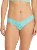 Petite Size Signature Lace Low Rise Thong Bright Aqua Blue sold by Hanky Panky