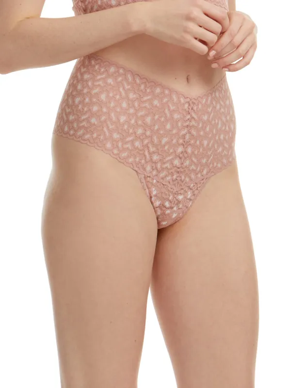 Cross-Dyed Leopard Retro Thong Desert Rose Pink sold by Hanky Panky