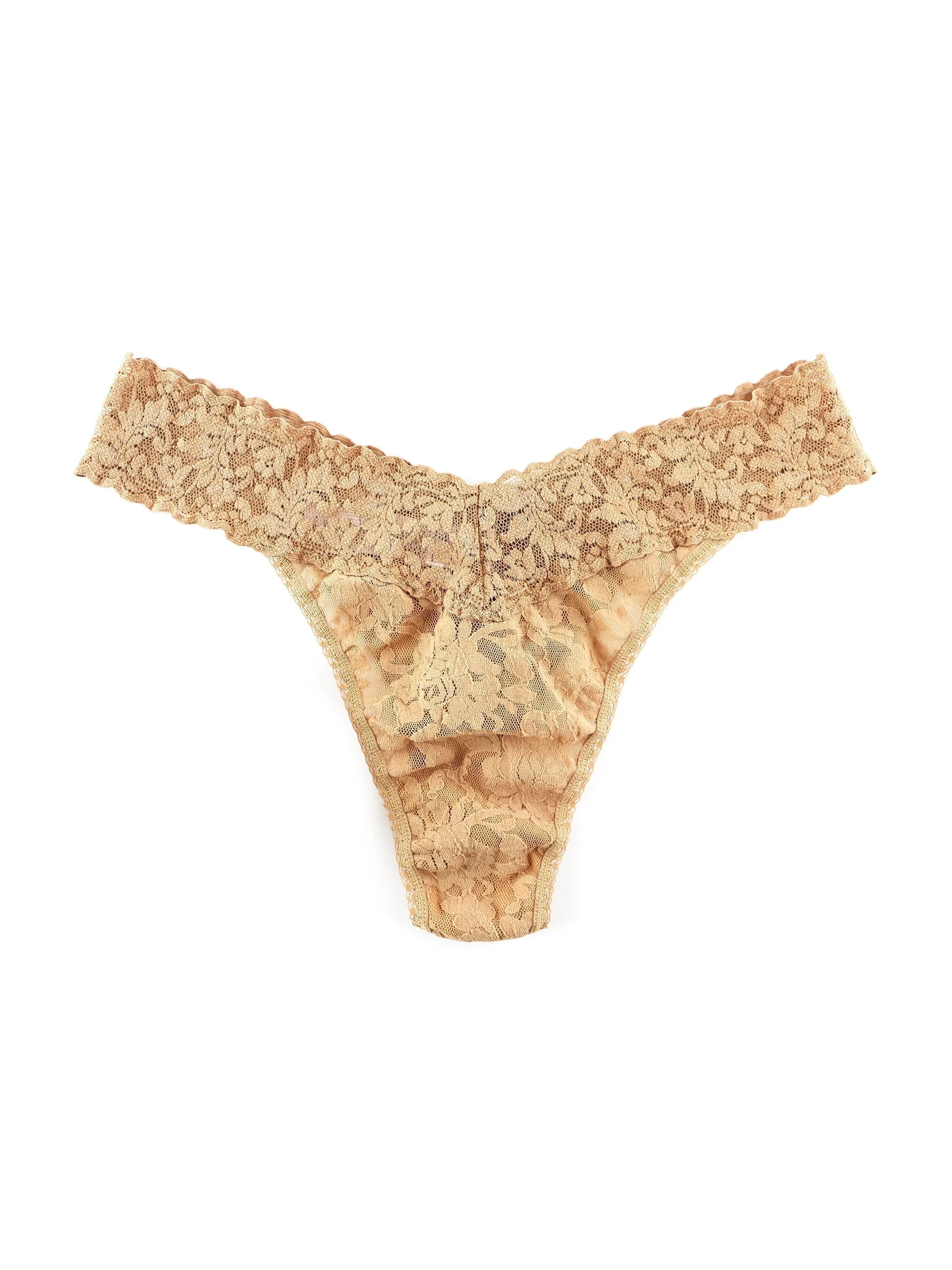 Plus Size Signature Lace Original Rise Thong Honey sold by Hanky Panky