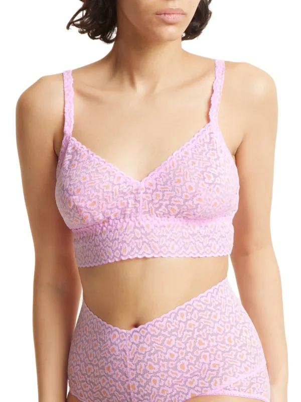 Cross Dyed Leopard V-Neck Retro Bralette Rose Petal/ Orange sold by Hanky Panky