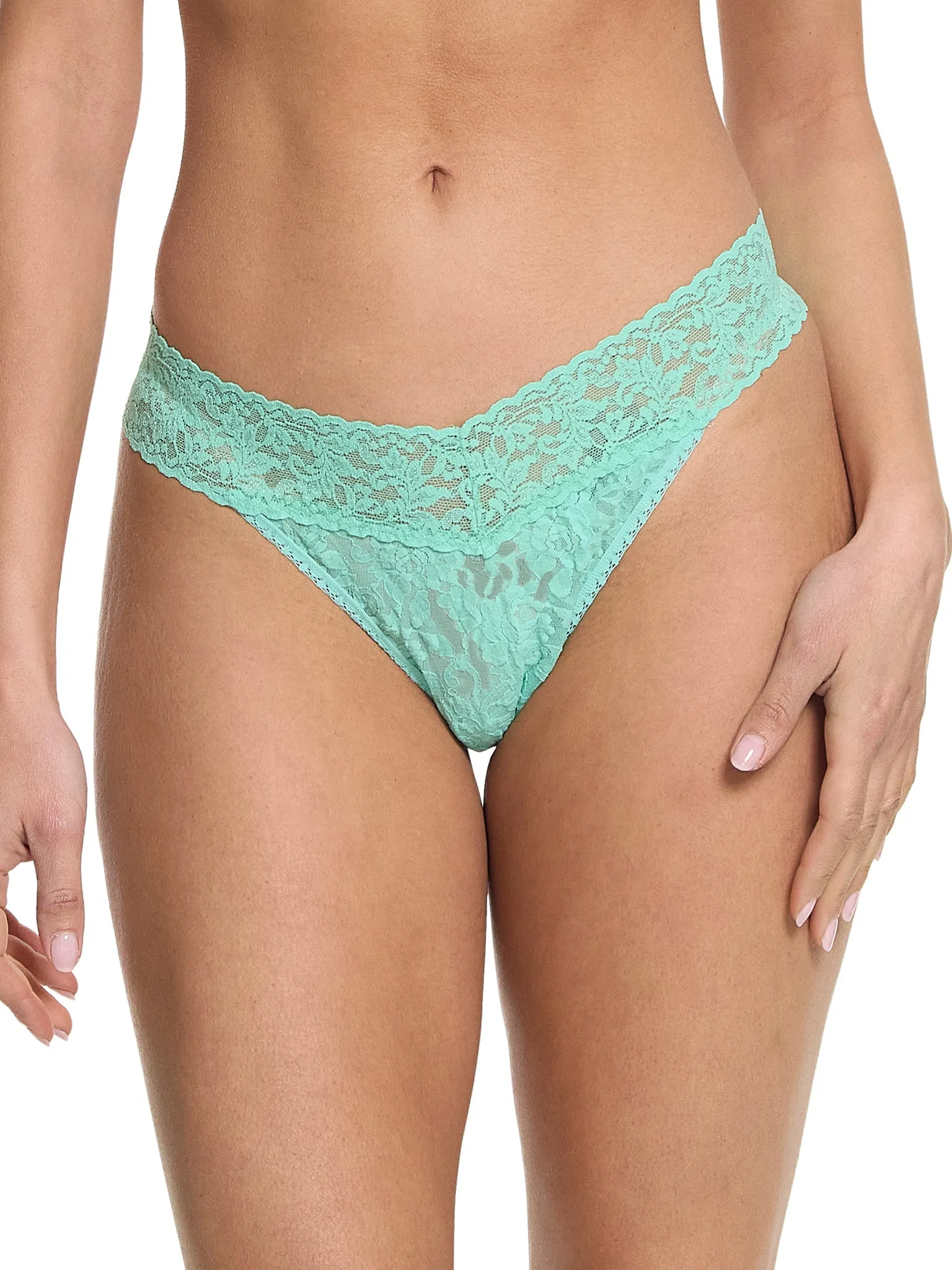 Signature Lace® Original Rise Thong Tulum Green Sale sold by Hanky Panky
