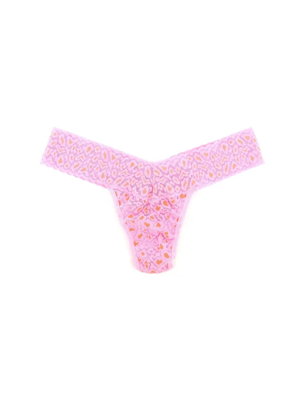 Cross Dyed Leopard Petite Low Rise Thong Rose Petal sold by Hanky Panky