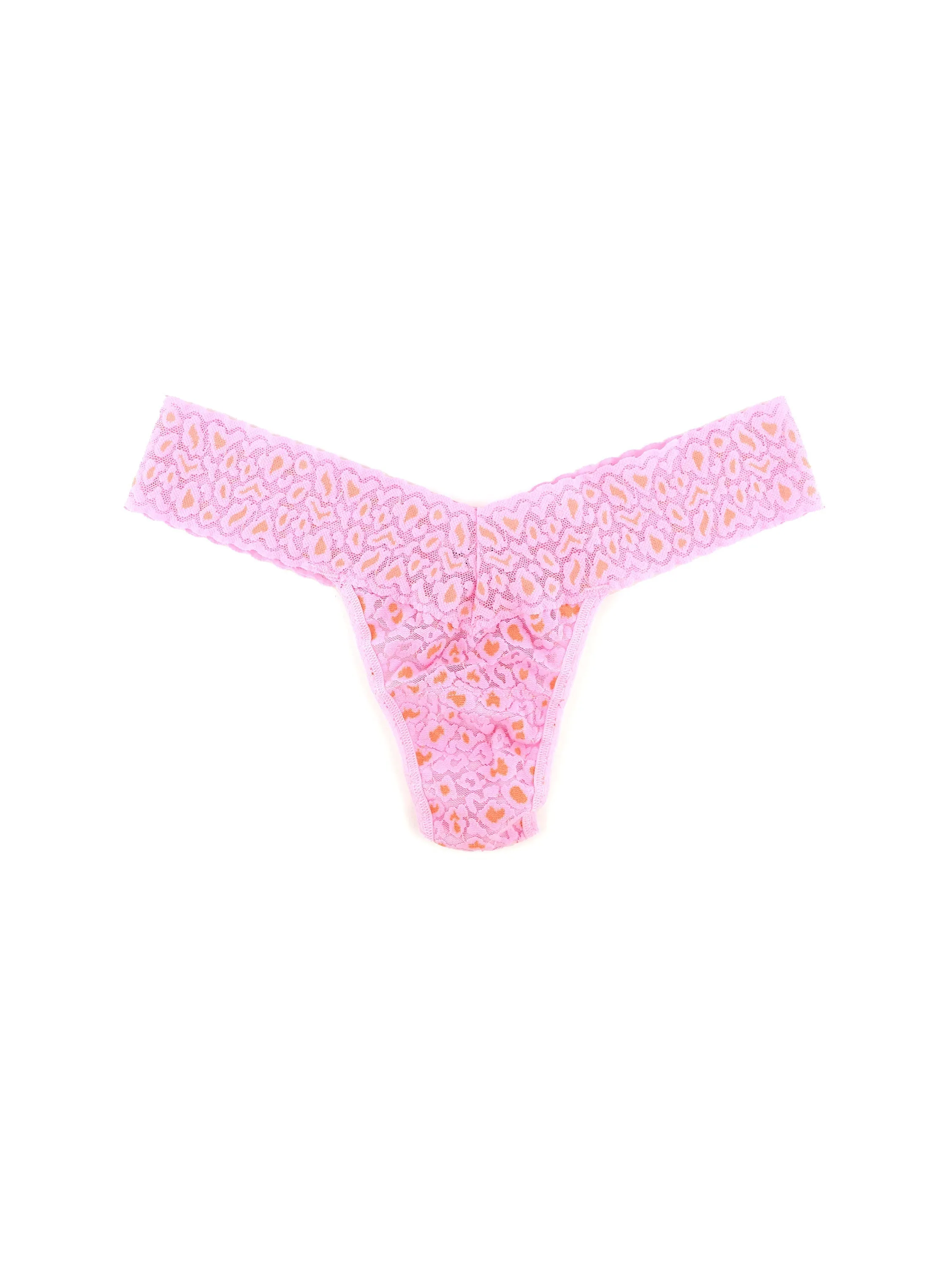 Cross Dyed Leopard Petite Low Rise Thong Rose Petal sold by Hanky Panky