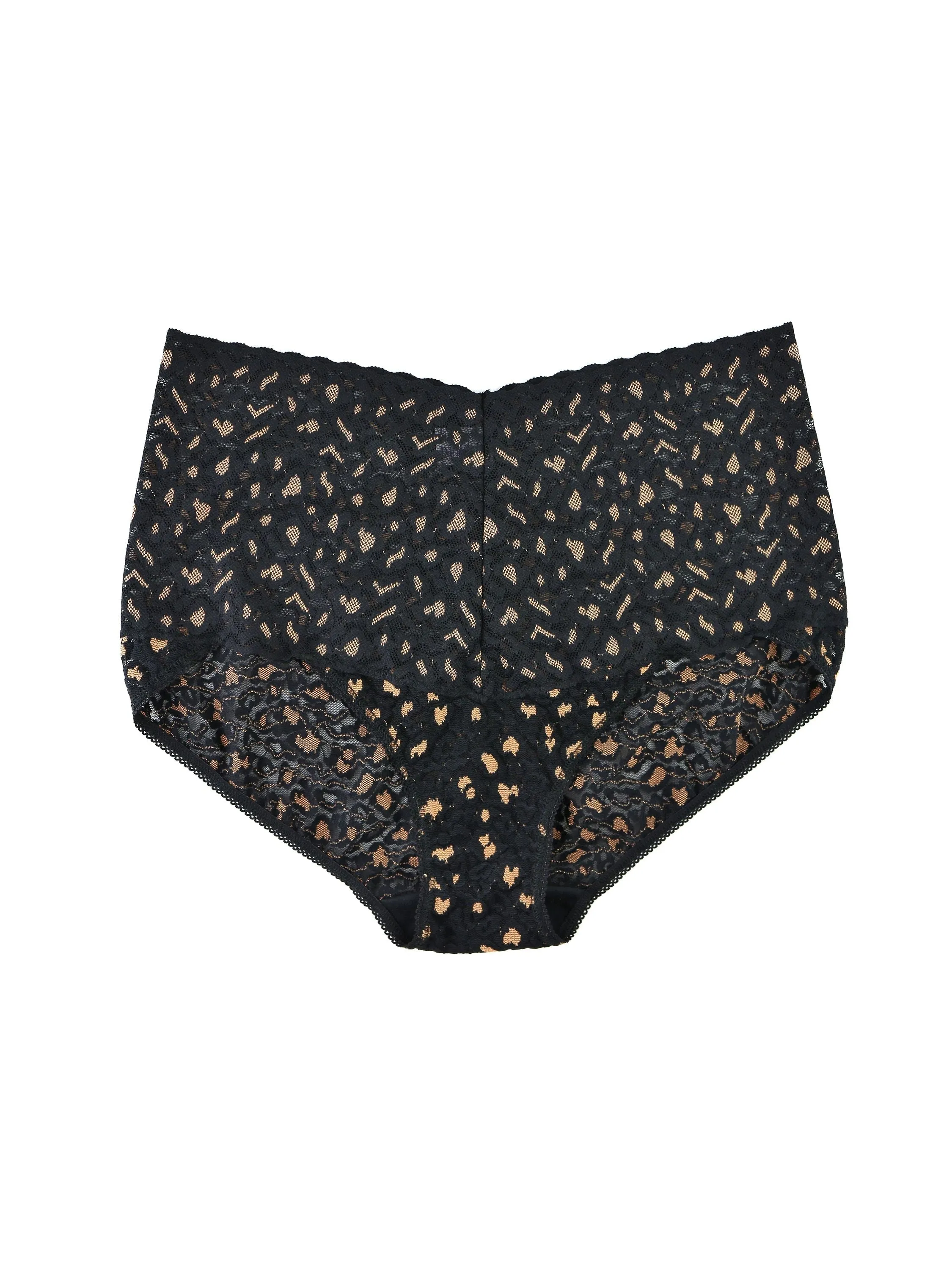 Cross-Dyed Leopard Retro V-Kini Black sold by Hanky Panky