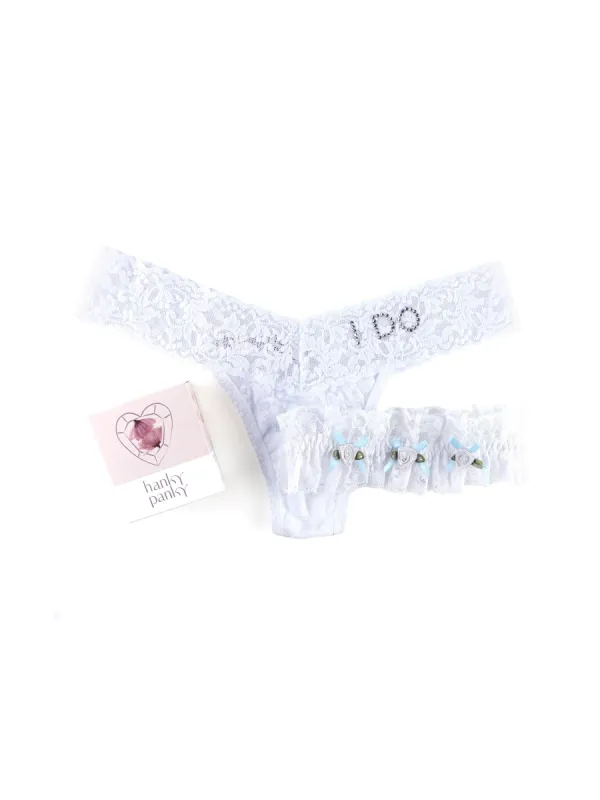 I Do Low Rise Thong & Garter Box Set sold by Hanky Panky