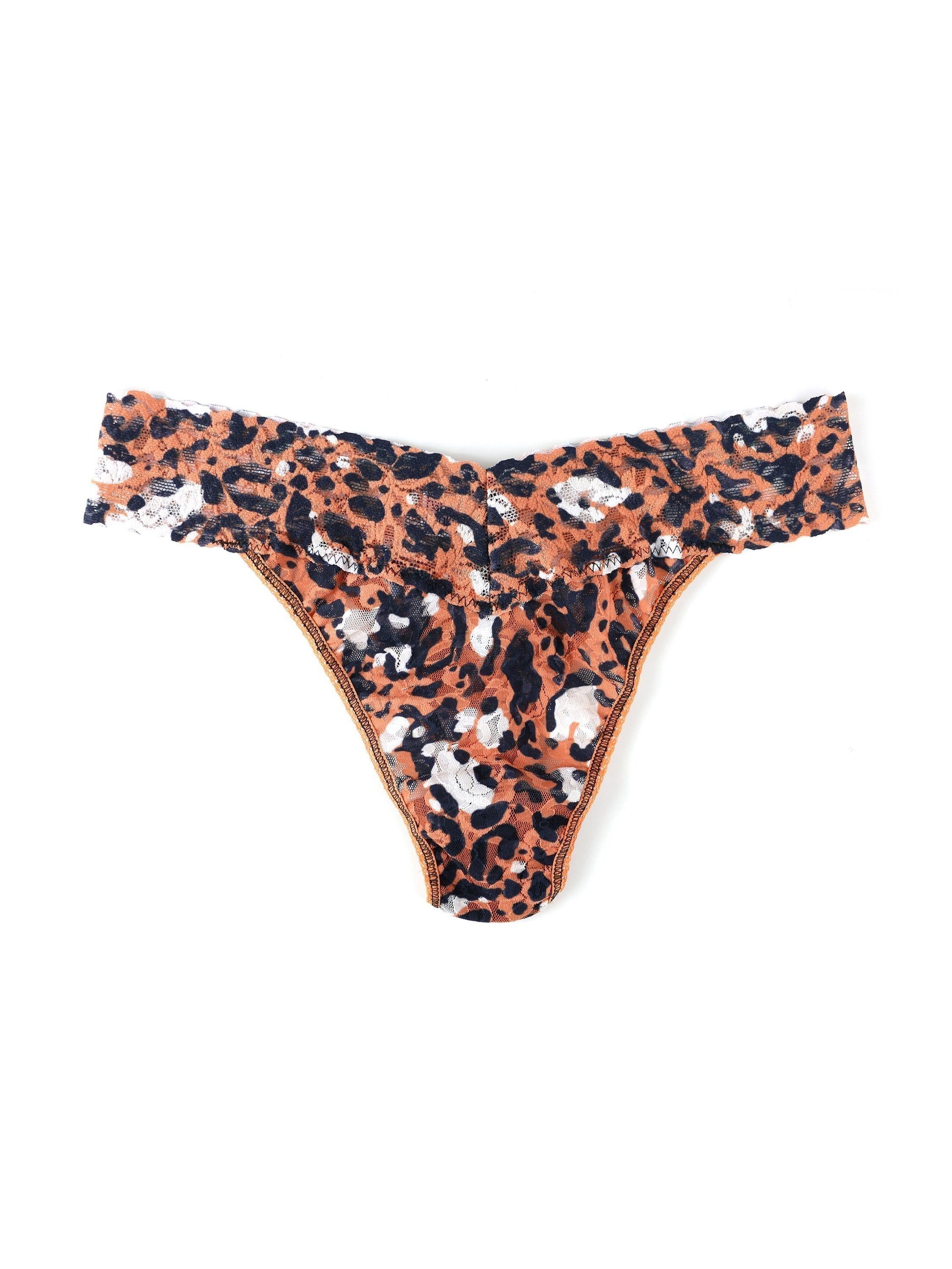 Printed Signature Lace Original Rise Thong Cheeky Cheetah sold by Hanky Panky