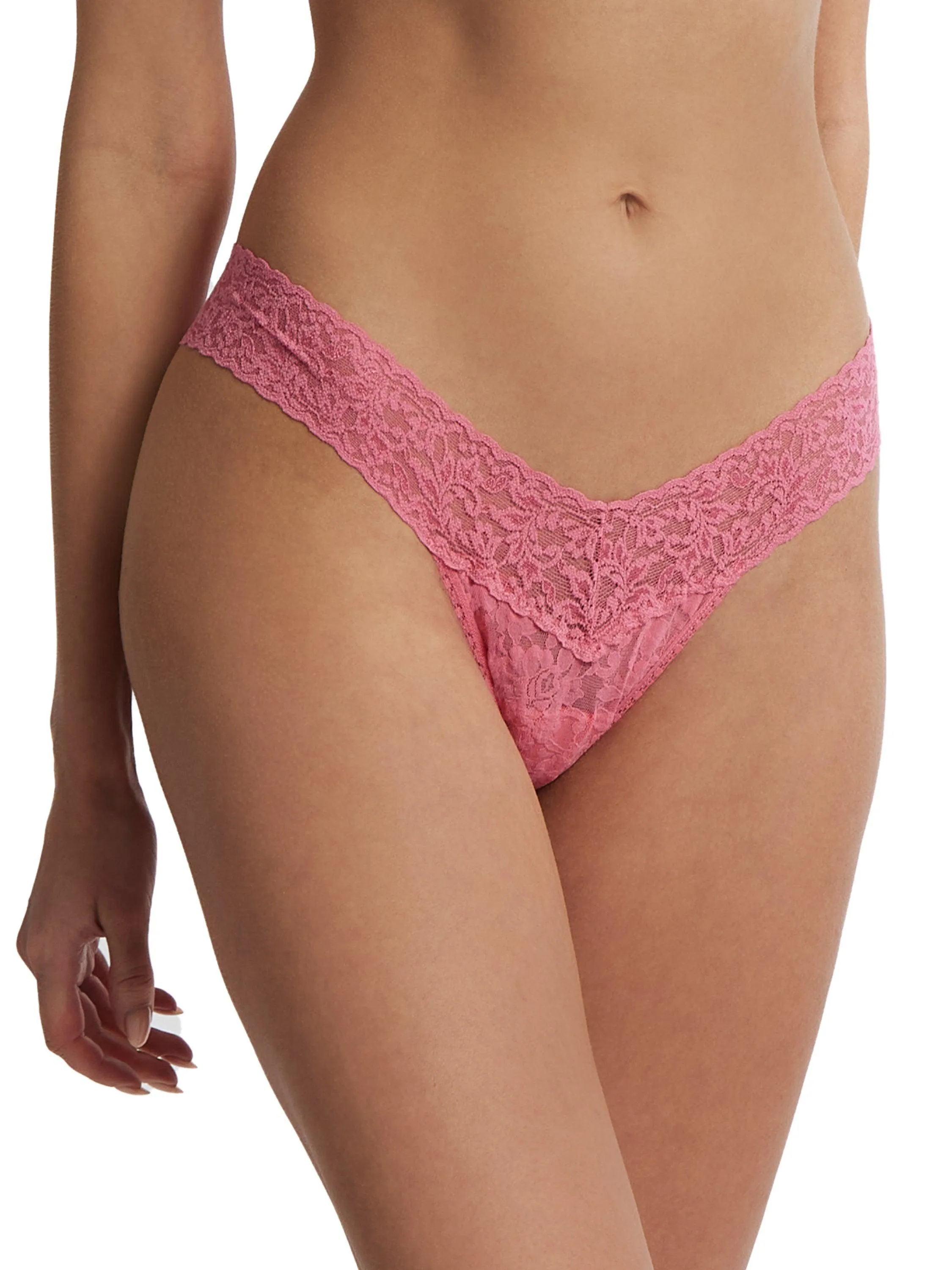 Signature Lace® Low Rise Thong Guava Pink sold by Hanky Panky