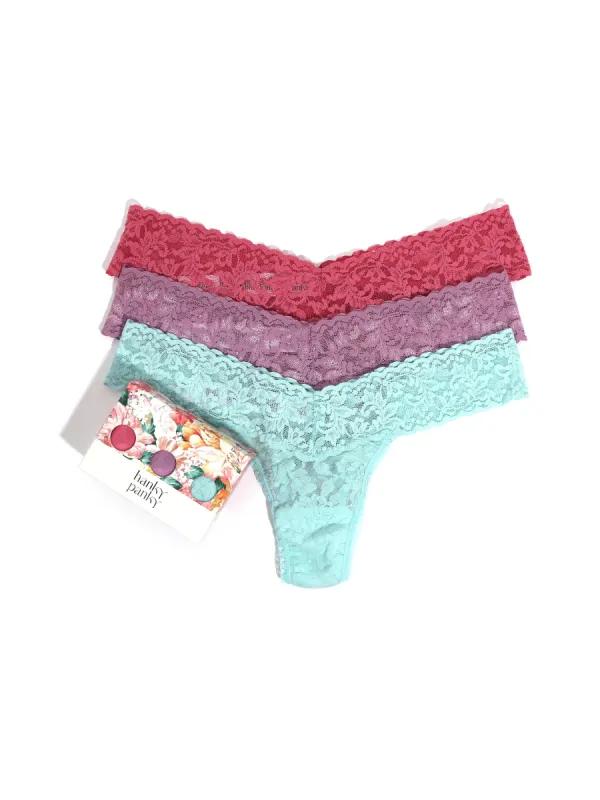 3 Pack Signature Lace Low Rise Thongs in Printed Box Sale sold by Hanky Panky