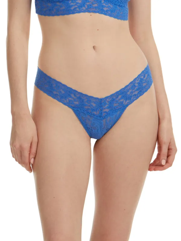 Signature Lace® Low Rise Thong Sea Blue sold by Hanky Panky