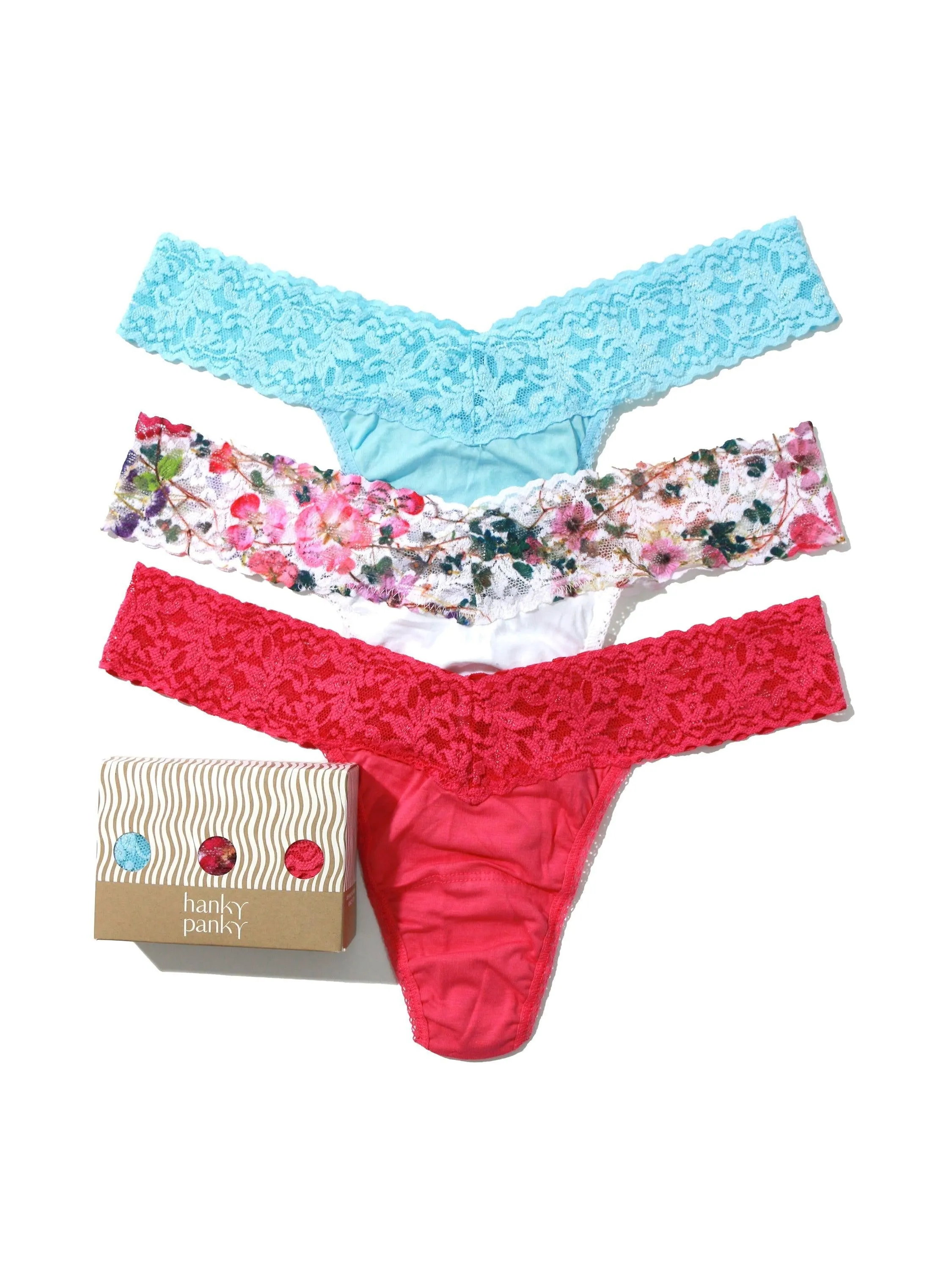 3 Pack Supima Cotton Low Rise Thongs Sale sold by Hanky Panky