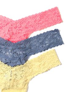 3 Pack Signature Lace Low Rise Thongs in Printed Box Sale sold by Hanky Panky