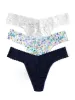 3 Pack Supima Cotton Original Rise Thongs with Contrast Trim Wishful Thinking sold by Hanky Panky
