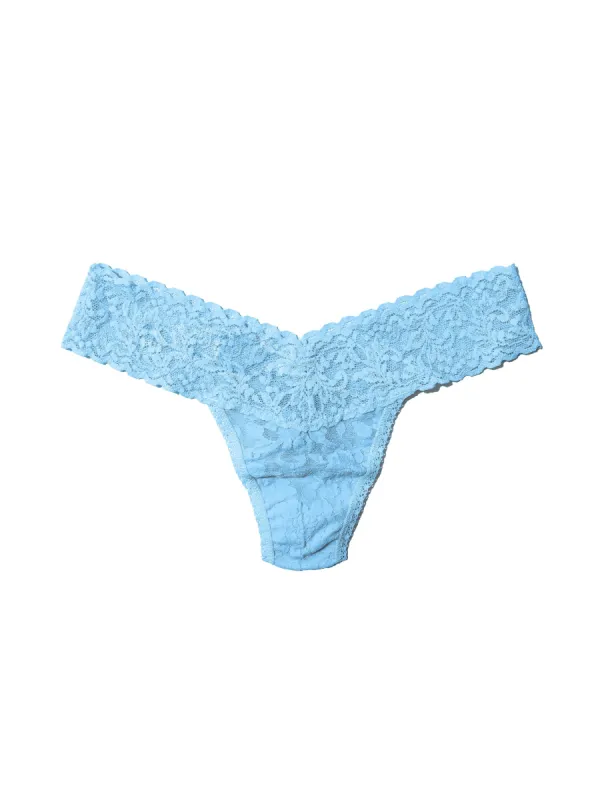 Petite Size Signature Lace Low Rise Thong Partly Cloudy Blue sold by Hanky Panky