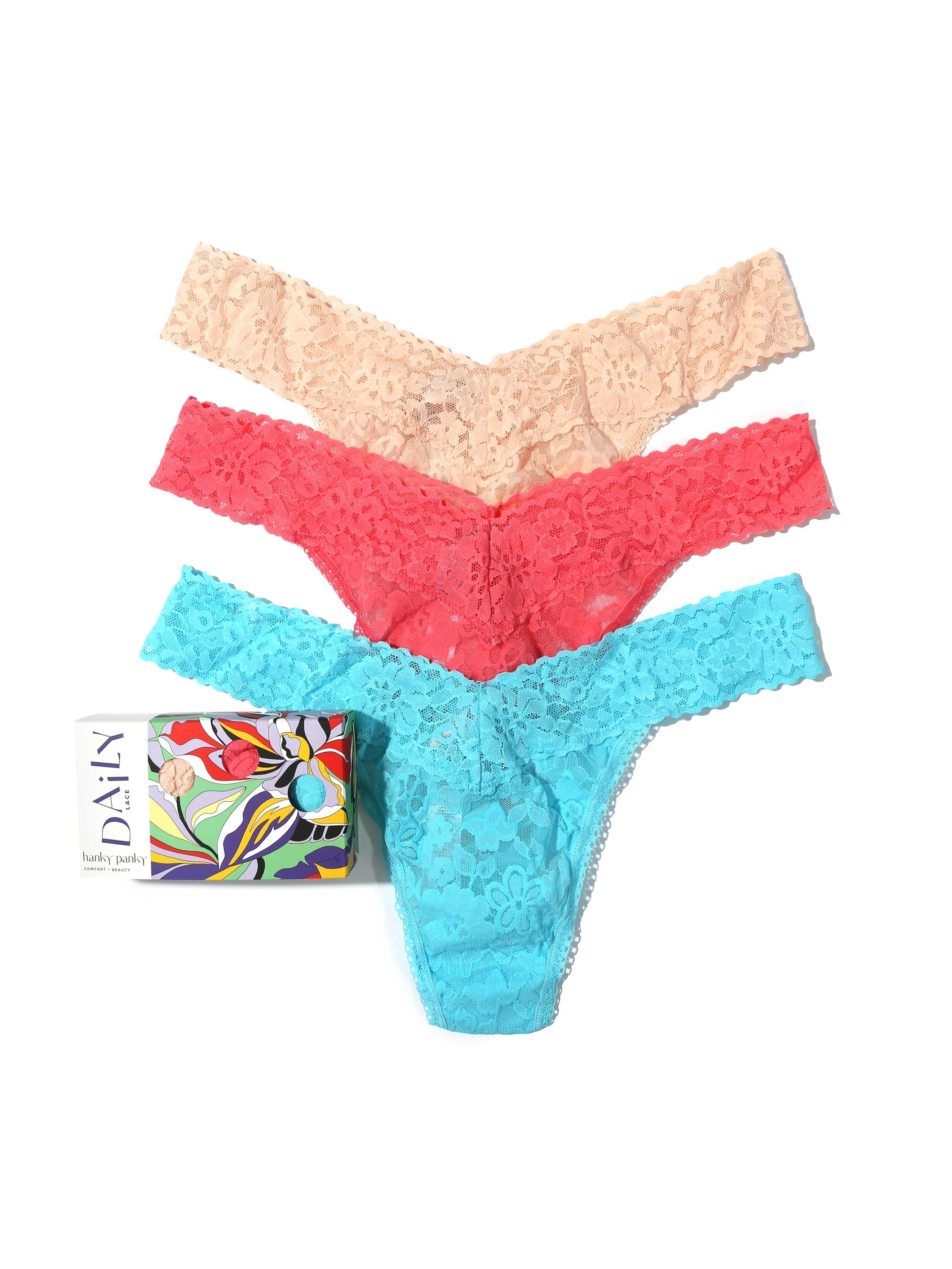 Daily Lace™ Original Rise Thong 3 Pack sold by Hanky Panky