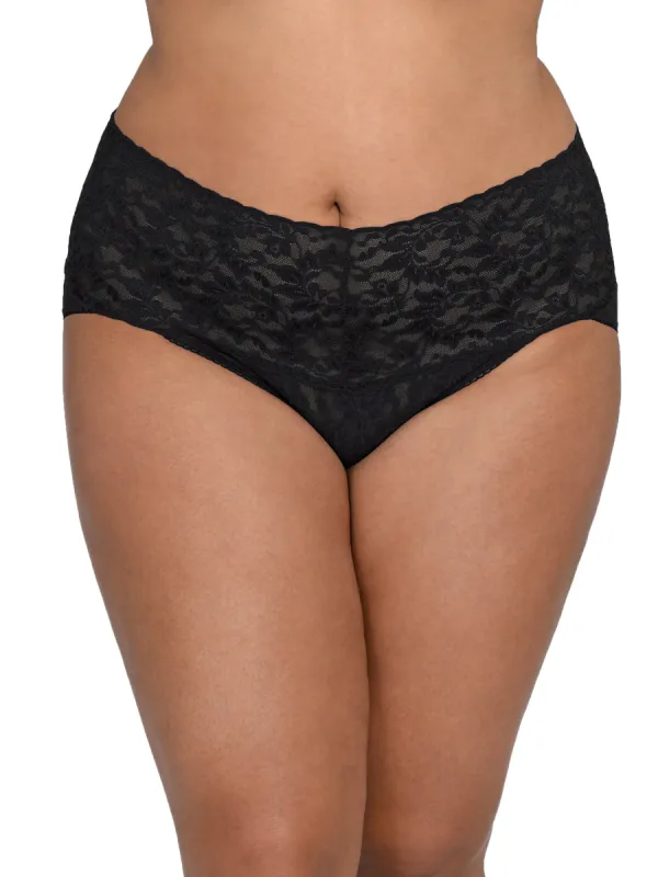 Plus Size Retro Lace V-kini Black sold by Hanky Panky