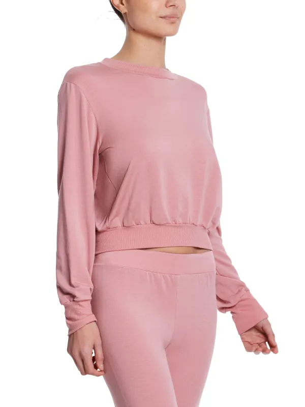 French Terry Cropped Crew Sweatshirt Mauve Orchid Pink Sale sold by Hanky Panky