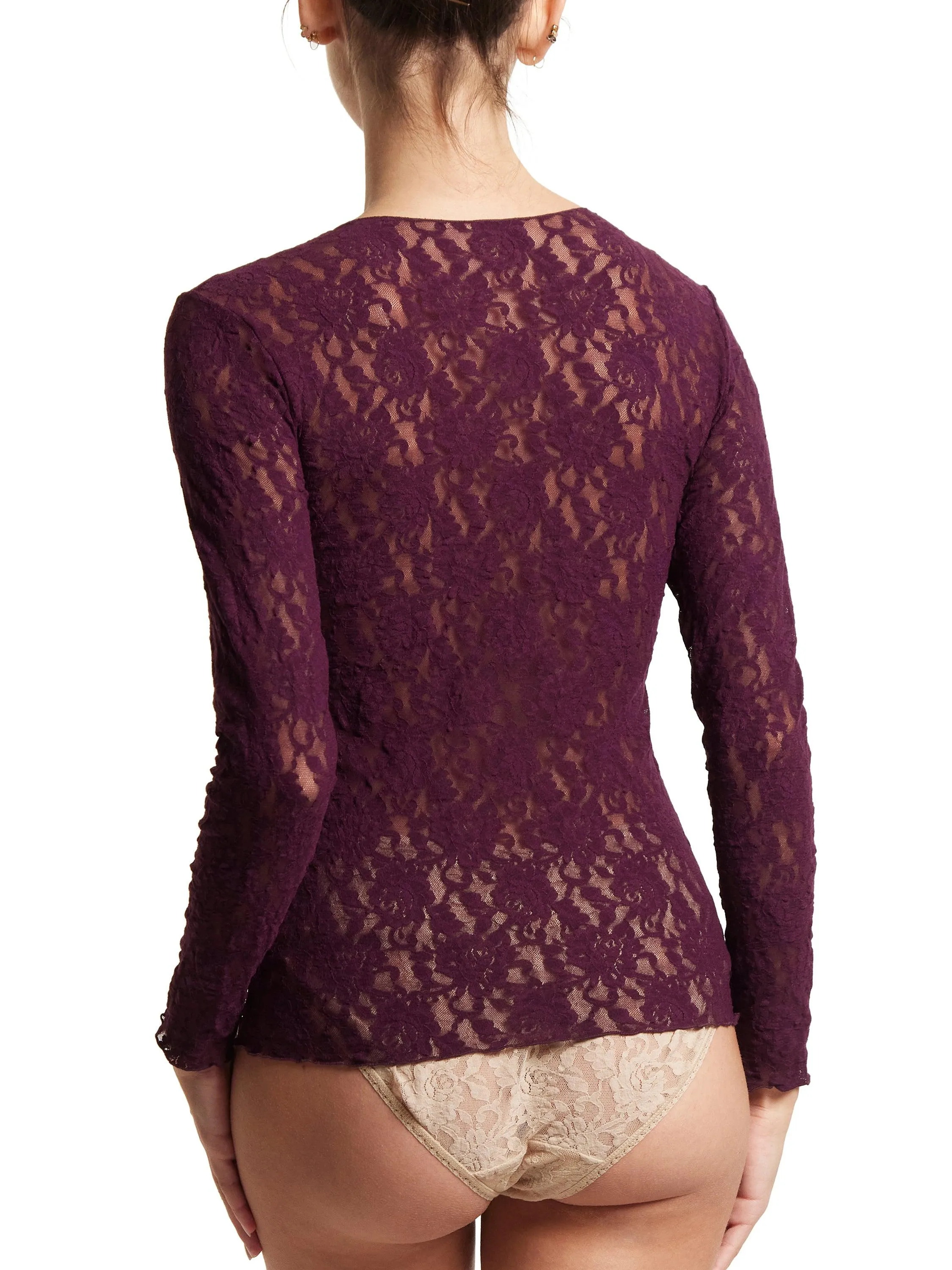 Signature Lace Long Sleeve Top Dried Cherry Red sold by Hanky Panky product image thumbnail 2