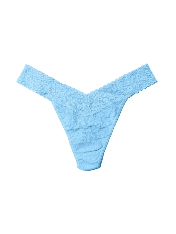 Plus Size Signature Lace Original Rise Thong Partly Cloudy Blue sold by Hanky Panky