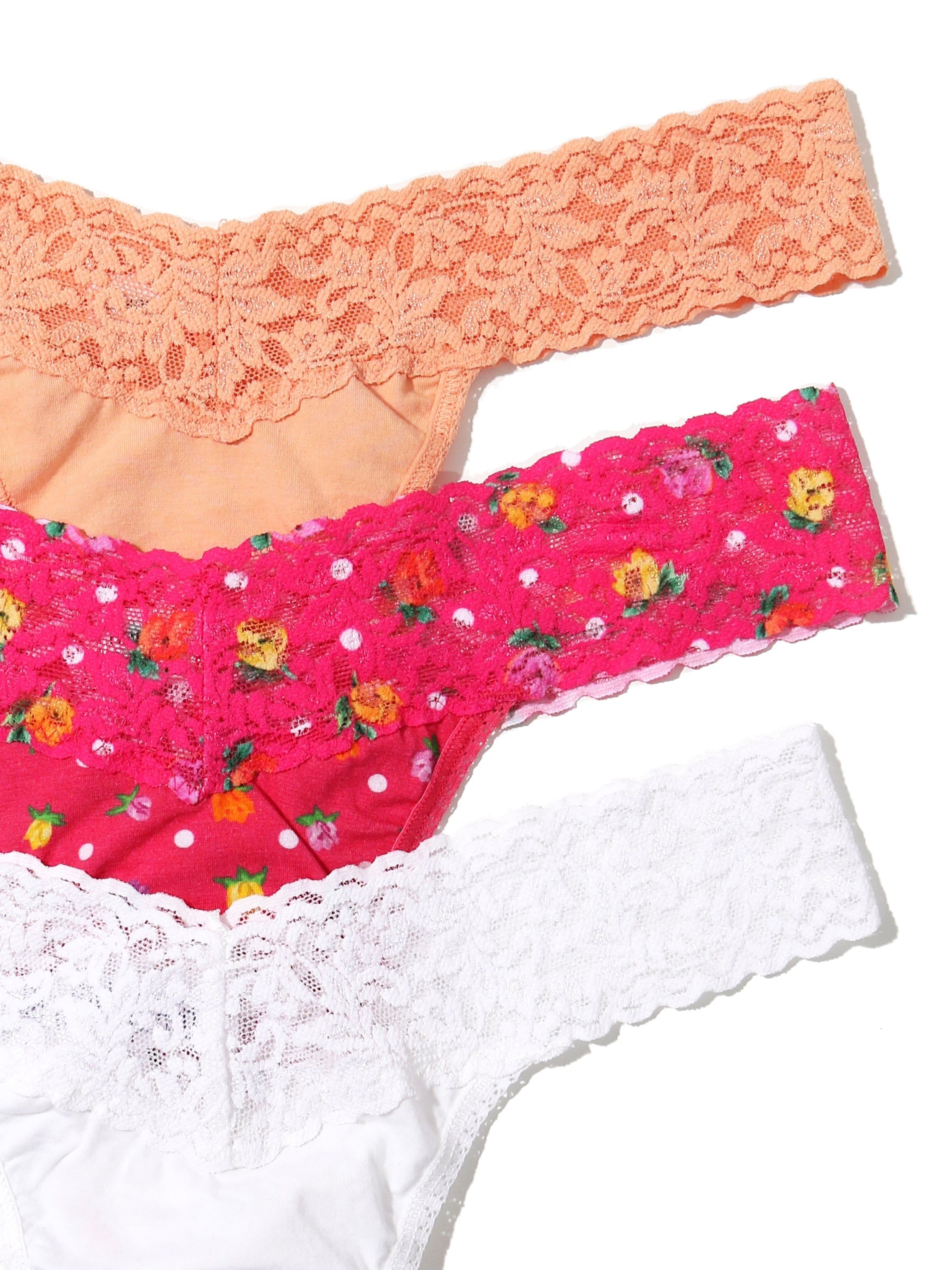 3 Pack Supima® Cotton Low Rise Thongs with Contrast Trim Exclusive Sale sold by Hanky Panky product image thumbnail 2