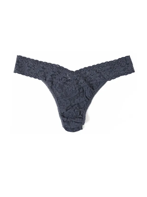 Plus Size Signature Lace® Original Rise Thong Granite Grey sold by Hanky Panky