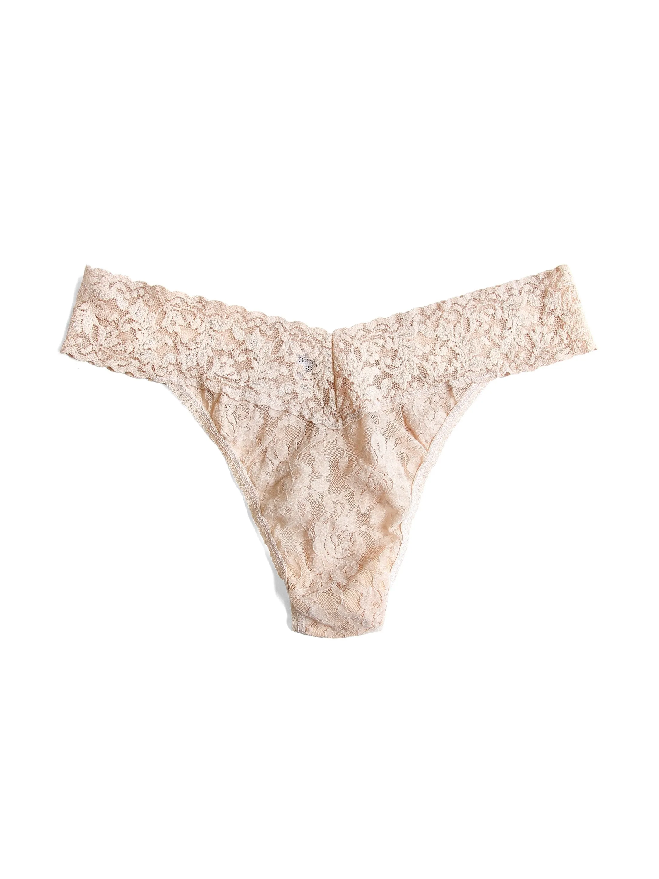 Plus Size Signature Lace® Original Rise Thong Chai sold by Hanky Panky