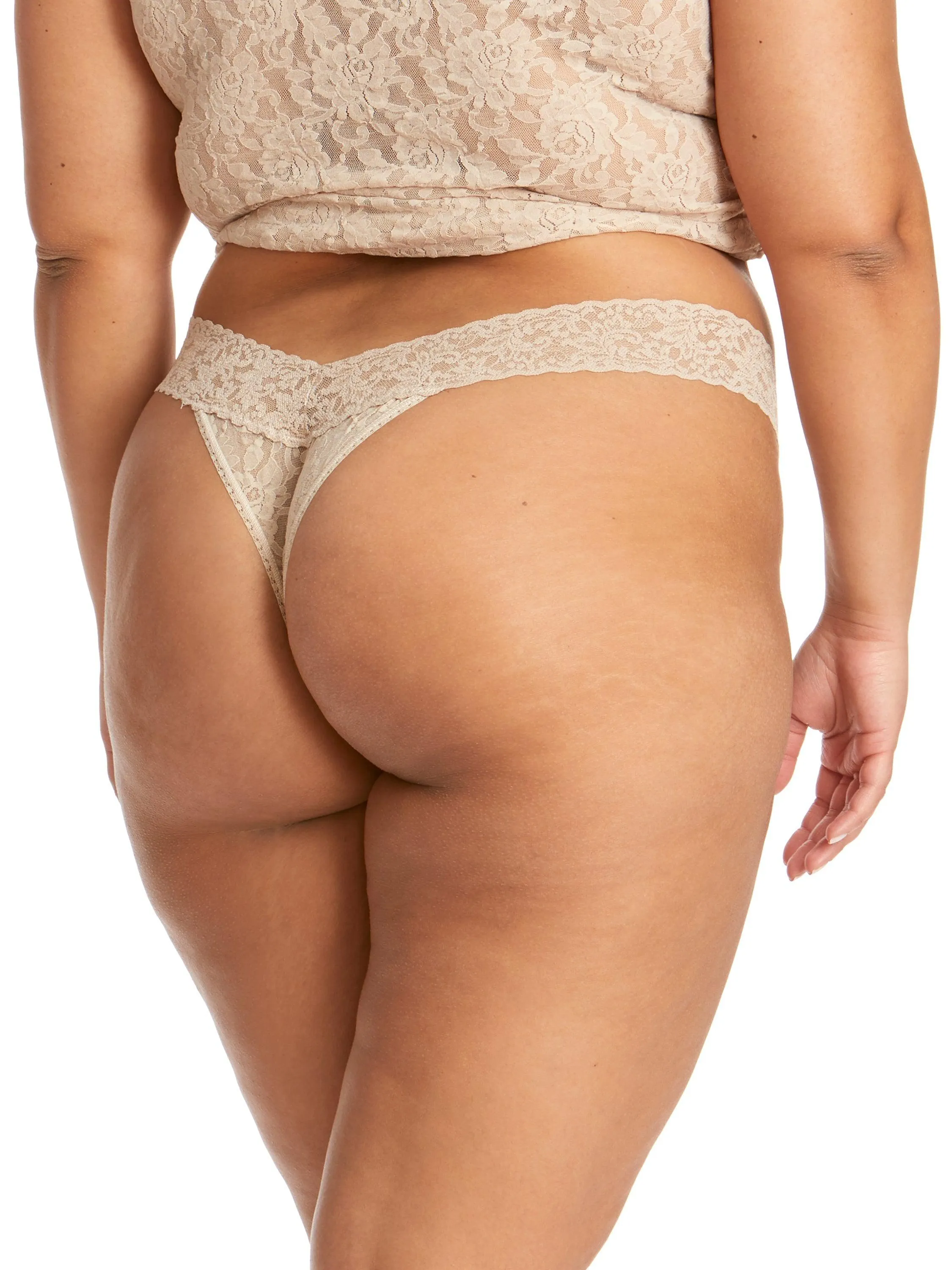 Plus Size Signature Lace® Original Rise Thong Chai sold by Hanky Panky product image thumbnail 3