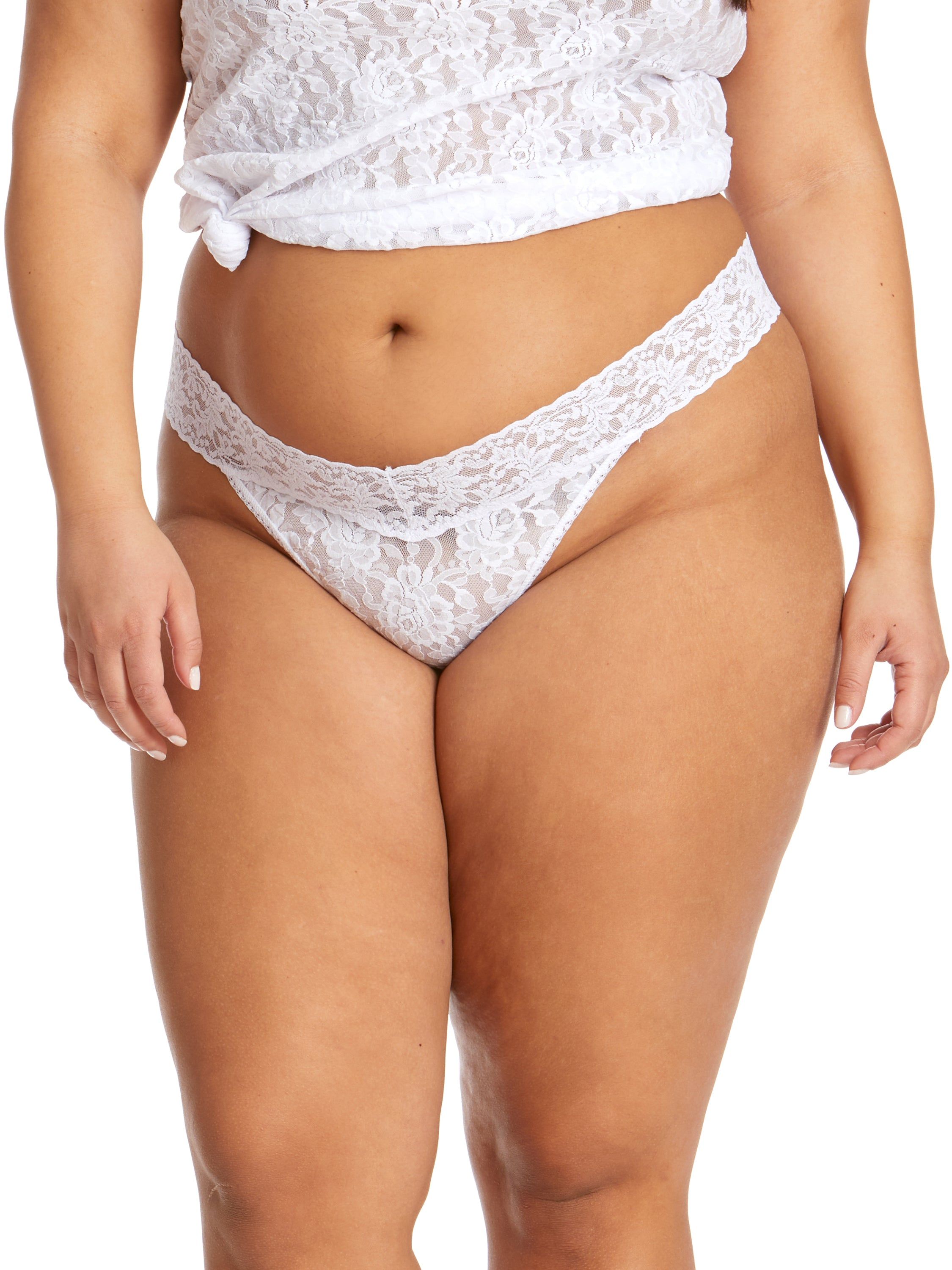 Plus Size Signature Lace Original Rise Thong sold by Hanky Panky product image thumbnail 5
