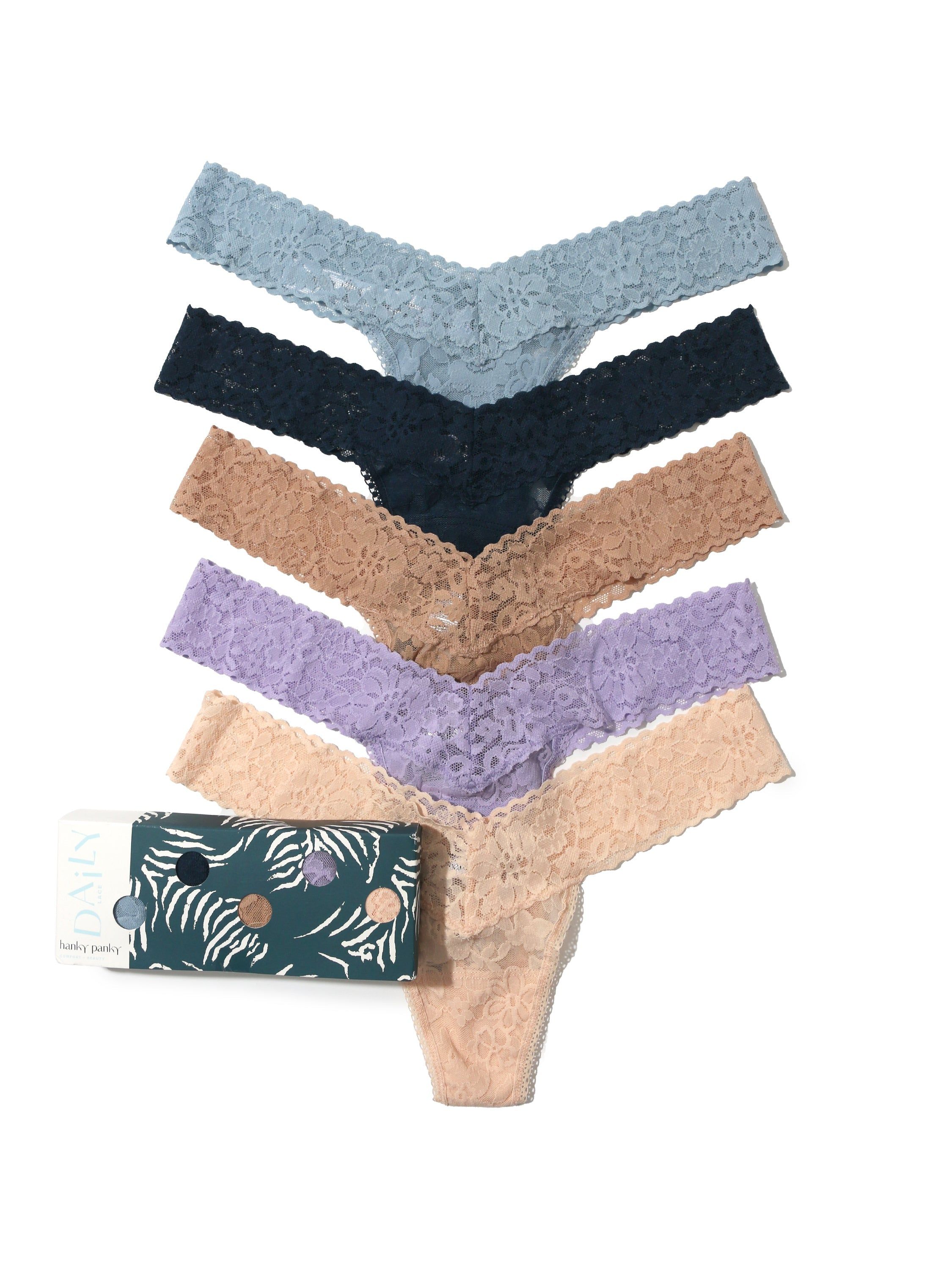5 Pack Daily Lace™ Low Rise Thong Greymist Sale sold by Hanky Panky