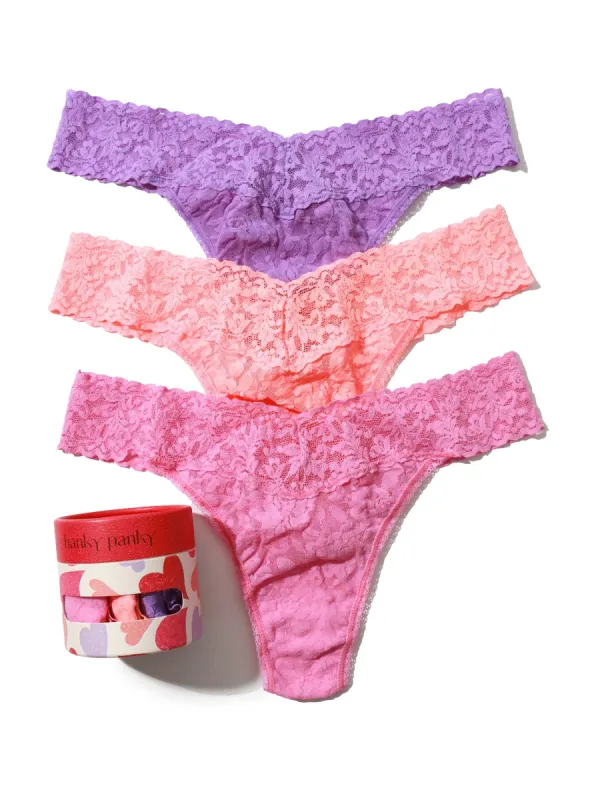 Holiday 3 Pack Signature Lace Original Rise Thongs Sale sold by Hanky Panky