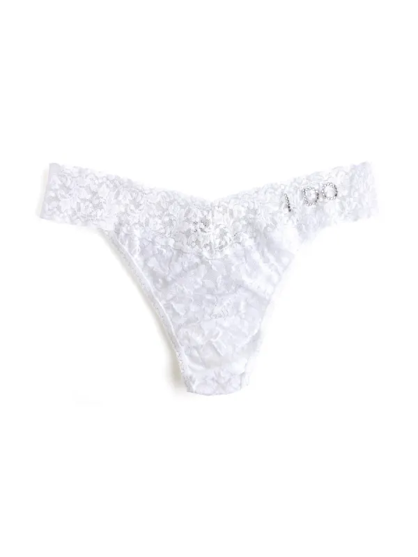 I Do Crystal Signature Lace® Original Rise Thong White sold by Hanky Panky