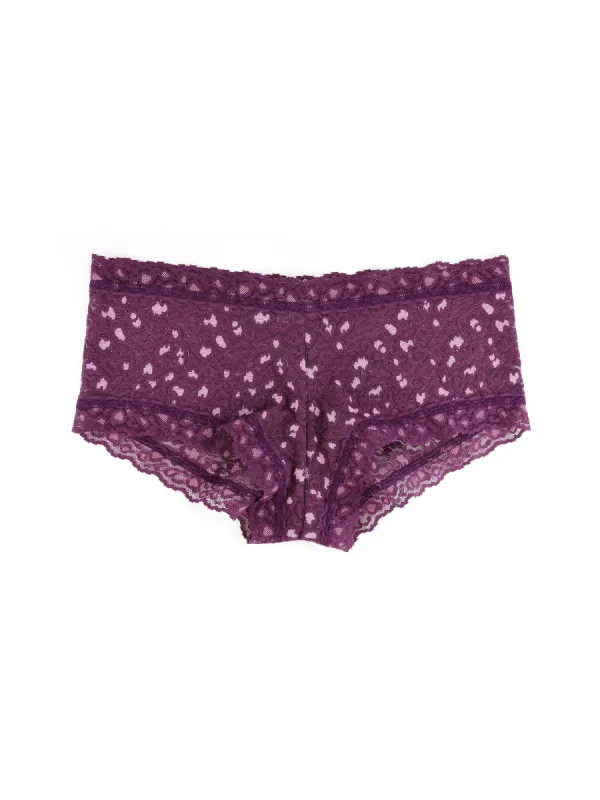 Cross Dyed Leopard Boyshort Black Tulip/ Lavender Tea sold by Hanky Panky