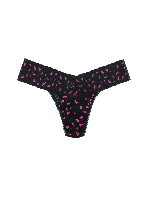 Cross Dyed Leopard Petite Low Rise Thong Black/Tulip Pink Sale sold by Hanky Panky