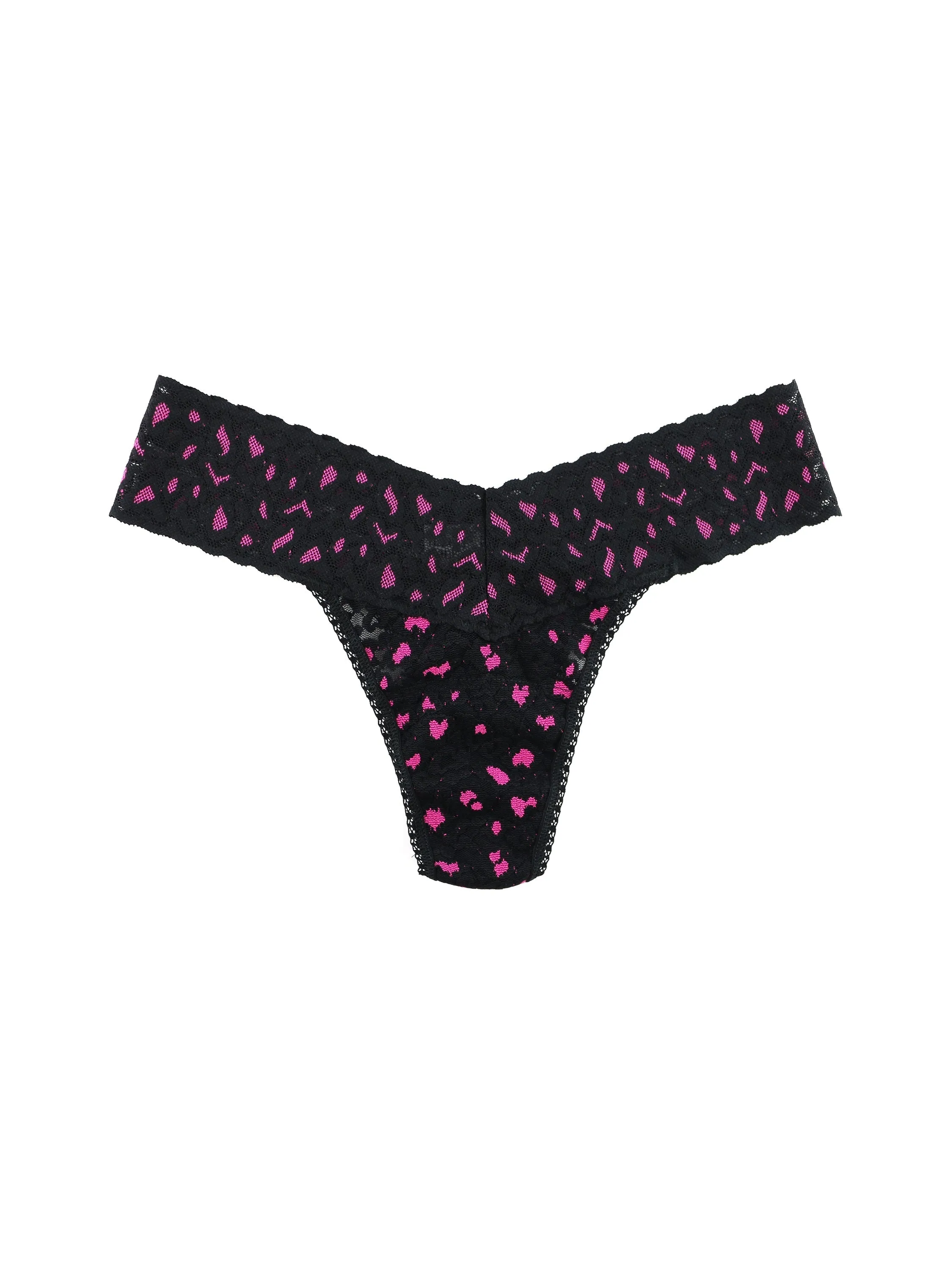 Cross Dyed Leopard Petite Low Rise Thong Black/Tulip Pink Sale sold by Hanky Panky
