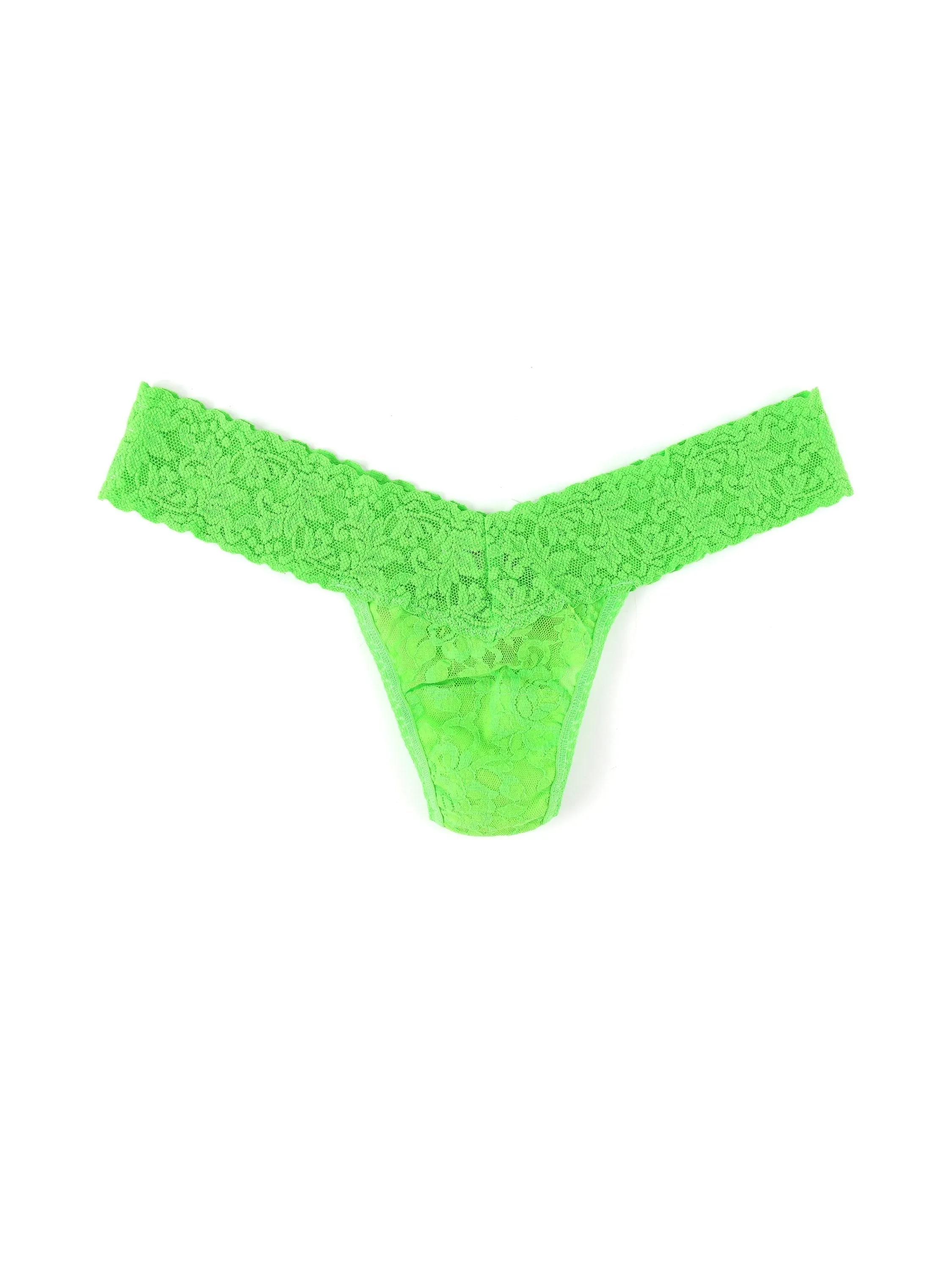 Signature Lace Low Rise Thong Kiwi Green sold by Hanky Panky