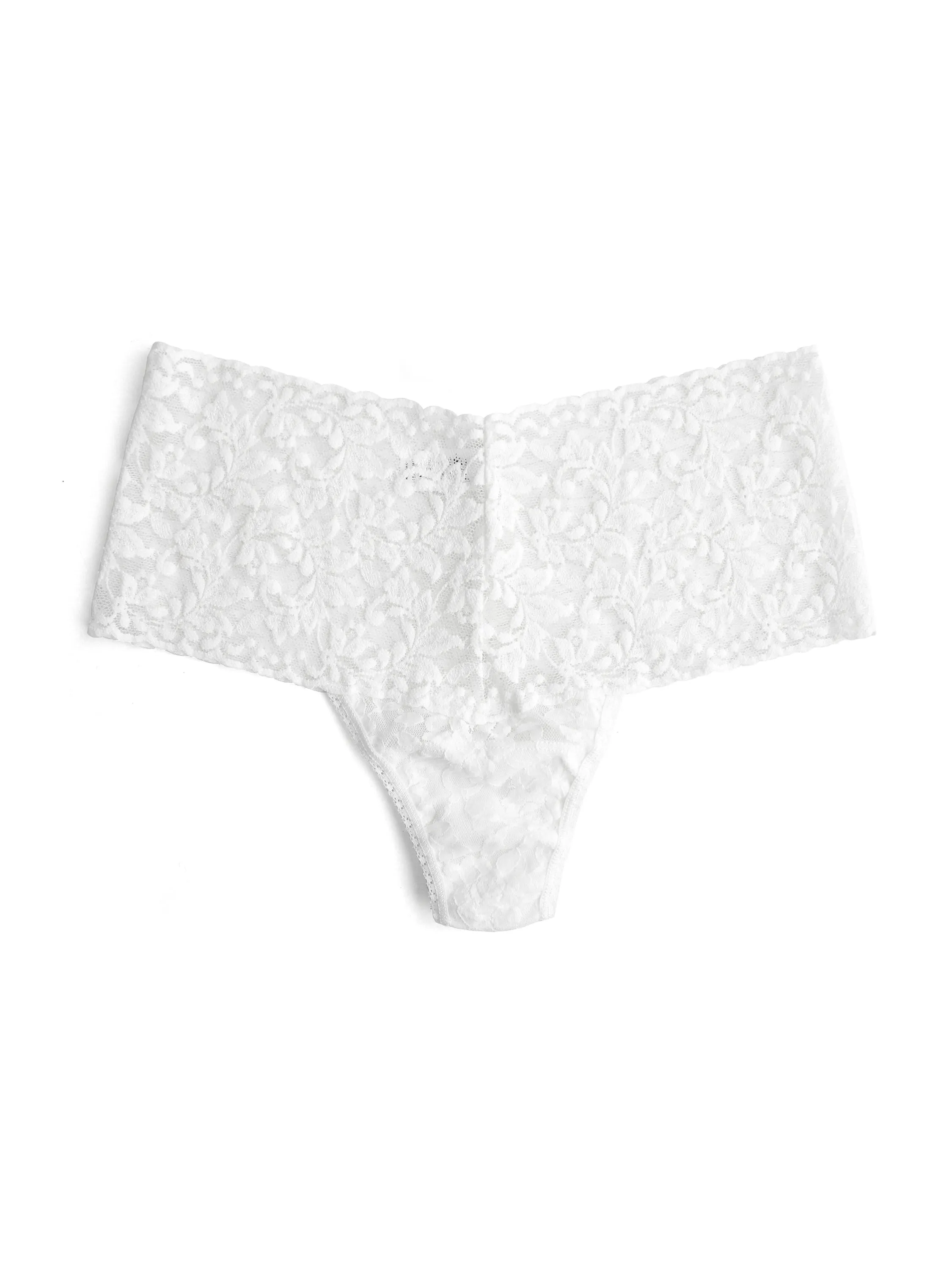 Retro Lace Thong White sold by Hanky Panky