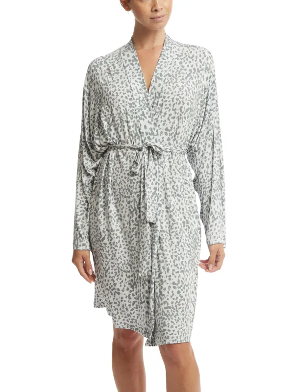 Printed Unwind Knee Length Robe Snow Leopard made by Hanky Panky